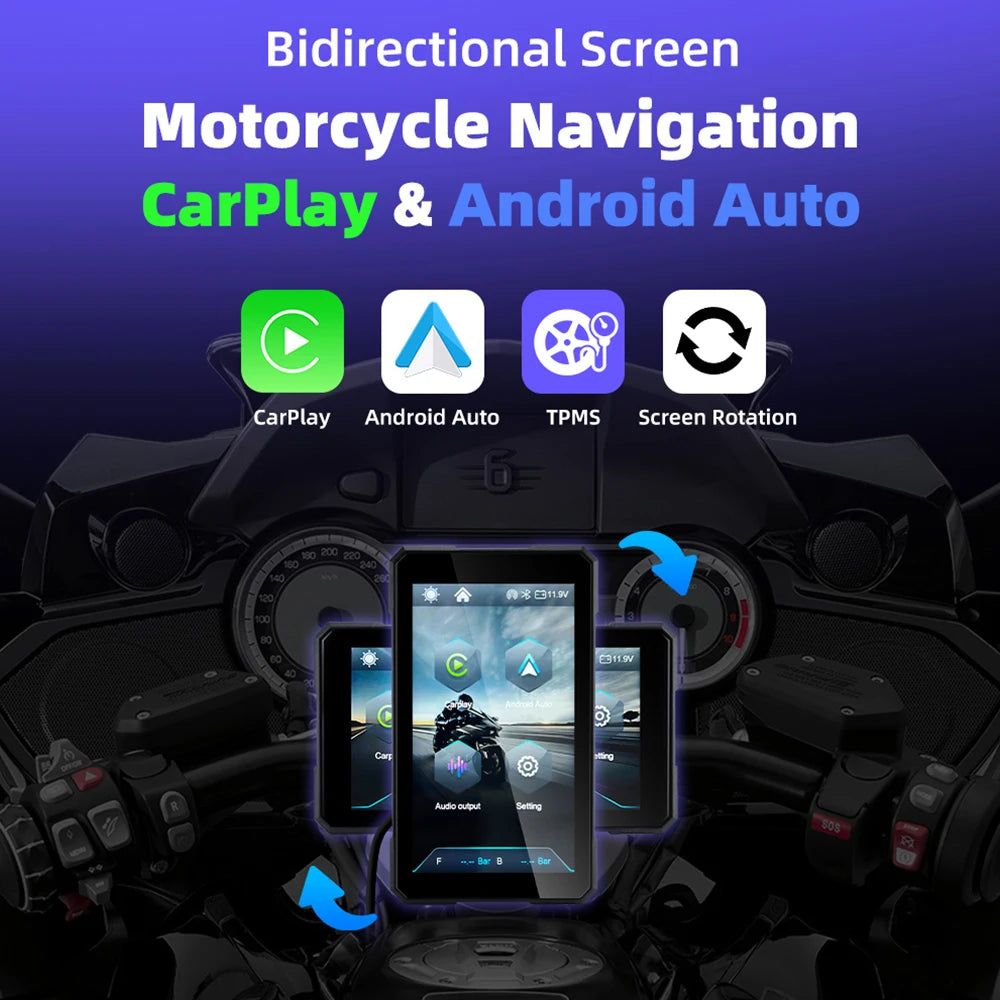 5.0 Inch Wireless Carplay Moto Android Auto Portable Digital Motorcycle Dashboard GPS Navigation Removable Display Screen