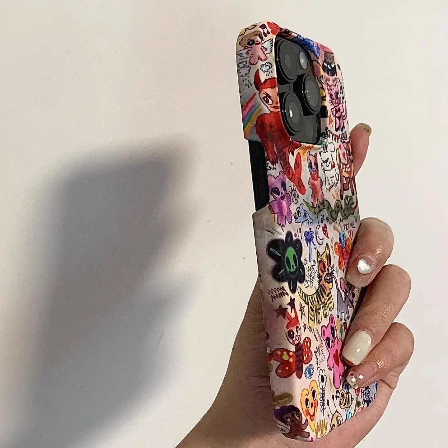 Cute Cartoon Graffiti Animals Phone Case for Iphone 16 15 14 13 Pro Max Back for 12 Mini 11 Pro plus 8 7 X XS Acrylic Cover